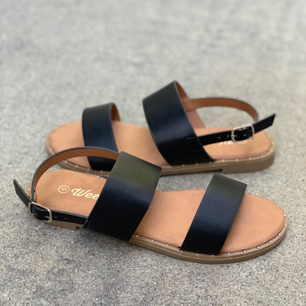 Weeboo Double Strap Plain Ankle Strap Sandal